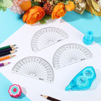 Zonon 3 Pcs 4 Inch Clear Plastic Protractor Bulk Math Protractors Set 180 Degrees Geometry Drafting Tools for Classroom Industry Office Back to School Supplies