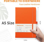 Heture Hardcover Notebooks, A5 Lined Journals Notebook for Writing 160 Pages, 8.2 x 5.5 inch, Classic Ruled Notebooks for College/Work/Travel (Orange, 1 Pack)