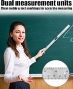39in Clear Plastic Meter Stick with Handle, Detachable Sectional Teacher Ruler, Transparent Classroom Measuring Stick for Math Science Whiteboard Chalkboard