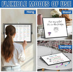 Grtard Dry Erase Magnetic White Board, 16''x12'' Double-Sided Desktop Whiteboard with Stand, Portable Small Whiteboard Set, Dry Erase Board for to-Do Lists, Drawing, Office, Home(Black)