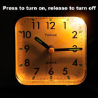 Tinload Small Battery Operated Analog Travel Alarm Clock Silent Non Ticking, Gentle Wake, Ascending Beep Sounds, Snooze,Lighted on Demand, Easy Set(Black)