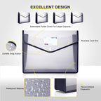 Plastic File Folders, Waterproof Transparent Expandable File Organiser, Portable Large Capacity A4B4 File Wallet for Office/Business/School (5 Pack)