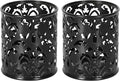 EasyPAG Black Pen Holder for Desk, 2 Pack Round Pen Organizer, Brush Holder for Vanity, Metal Pencil Cup Organizer for Home, Office, Classroom, School