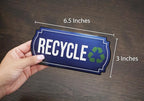 Recycle and Trash Stickers for Kitchen Trash Cans and Recycling Bins, Indoor Trash and Recycle Sticker Combo for Garbage Can Logo Symbol, Blue & Gray Decals, 6.5" x 3" Elegant Style with Split-back
