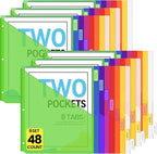 Sooez 48 Count Dividers with Pockets, 8 Tabs Binder Dividers for 3 Ring Binders, Binder Dividers with tabs, Binder Divider with Pockets for US Letter Size, Insertable Big Tabs, Multicolor, Set of 6