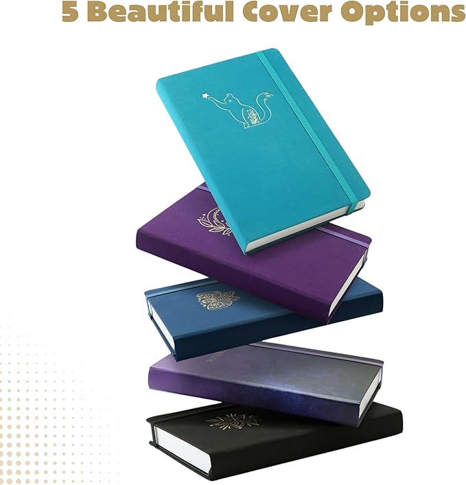 VIVID SCRIBBLES A5 Bullet DOTTED Journal – 160GSM Bleed-Proof Dotted Notebook with 200 Numbered Dot Grid Pages, Lay-Flat Hardcover with Pen Loop & Expandable Pocket (Purple Moon Design)