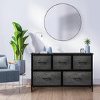 Sorbus Dresser with 5 Faux Wood Drawers - Wide Storage Unit Chest Organizer for Clothes - Bedroom, Living Room, Closet, & Dorm TV Stand Furniture - Steel Frame, Wood Top, & Easy Pull Fabric Bins