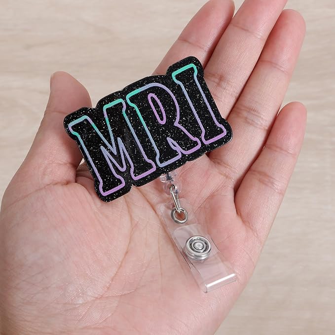 MRI Technologist Badge Reel | Retractable ID Card Badge Holder | Name Tag Medical Work Badge Clip for RN LPN CNA MA ER Night Shift Nurse Nursing Student Doctor | Nurse Gifts | Acrylic｜Alligator Clip