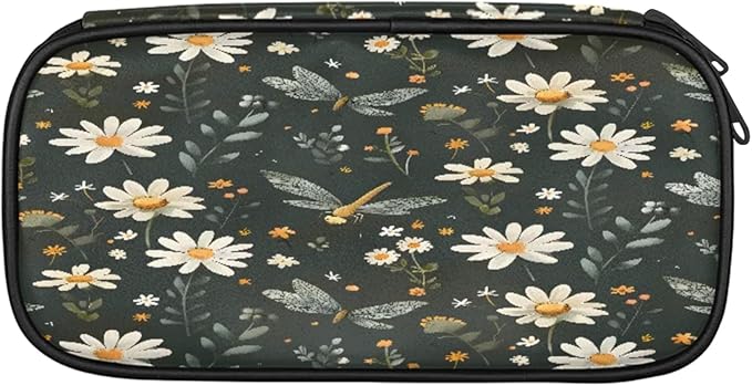 Pardick Pencil Case，Butterfly Daisy Big Capacity Pencil Pouch Coin Pouch Stationery Organizer For Teen School