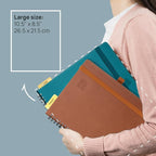 POPRUN Monthly Planner 2026-2027 (Large 8.5" x 10.5") 18 Months Calendar Book(Jan 2026 - Jun 2027) - 4 Pages per Month with Expense & Notes, Stair-like tabs, Leather Cover, Sunday Start - Burgundy