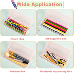 Fainne 24 Pcs Plastic Pencil Case Bulk Pencil Boxes Plastic Stationery Case Frosted Pen Box Pen Holder with Hinged Lid Snap Closure for Office(Single Layer,Pink,7.09 x 2.36 x 0.98 Inch)
