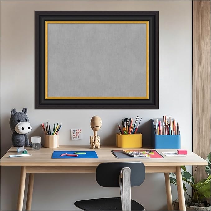 Amanti Art Black Framed Magnetic Board 24x30 Medium Vision Board for use with Magnets, 100% Metal Sheet to Display Items as Office Decor or for Home Organization in mudroom, Kitchen or Kids Room