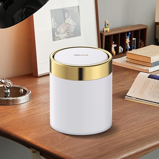 Mini Trash Can with Lid, Desktop Small Trash Can Recycling Bin Cute Metal Garbage Can for Tabletop Countertop Use,Stainless Steel 0.4Gal/1.5L Waste Bin for Office Parlor Car Bedroom,Swing Lid Open