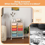 GOFLAME 15-Drawer Rolling Storage Cart, Craft Storage Cart with Removable Drawers & Lockable Wheels, Art Cart Supply Storage Organizer for Home Office Classroom, Macaron Color