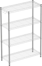 Guan River 4-Shelf Adjustable Metal Shelf Wire Shelving Unit Storage Rack Display Shelf for Office,Kitchen,Bedroom,Bathroom,Laundry,Pantry Basement,Garage(Chrome,36" L x 14" W x 54" H)