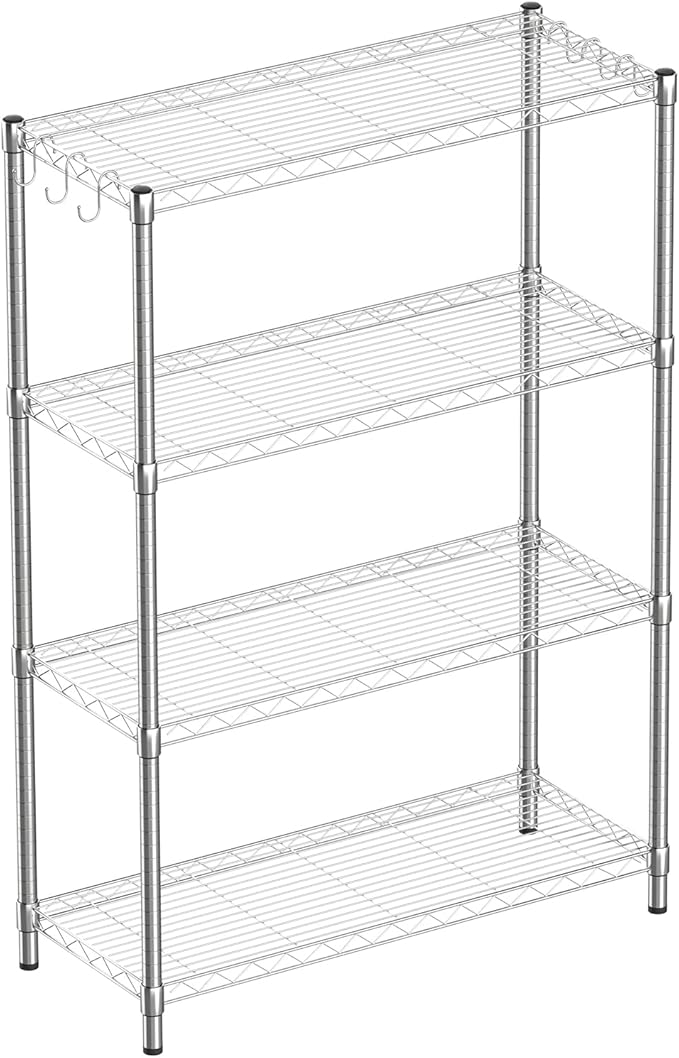 Guan River 4-Shelf Adjustable Metal Shelf Wire Shelving Unit Storage Rack Display Shelf for Office,Kitchen,Bedroom,Bathroom,Laundry,Pantry Basement,Garage(Chrome,36" L x 14" W x 54" H)