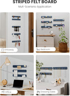 Fluxynara Cork Board Alternative Felt Strip Board 5-Pack 13"x2", Office Pin Board with 35 Push Pins, Adhesive Install for Bedroom Door & Home Office(Denim Blue)