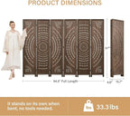 5.6 Ft Folding Room Divider, Portable Privacy Screen & Partition, No Assembly Required for Use as Cat Litter Box Cover, Clutter Hider, Room Separator, 6 Panels (Brown)