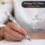 FPR Himalaya V2-Chrome Ultra Flex Nib Pen - Twist-Style Converter Filled Calligraphy Pens for Writing - Fancy Pens for Men & Women - Flex Fountain Pen w/Metal Clip & Cap Ring (Taj Mahal Acrylic)