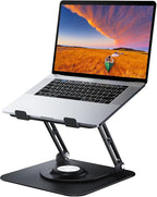 JOYEKY Laptop Stand for Desk, Adjustable Computer Stand with 360° Rotating Base, Ergonomic Laptop Riser for Collaborative Work, Foldable & Portable Laptop Stand, fits for All 10-16" Laptops