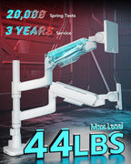 ARES WING Dual Monitor Mount for 17-49 Inch Ultrawide Heavy Duty Curved Screen Stacking, Computer Monitor Arm Desk Mount with USB, Gas Spring Adjustable Vesa Stand, White