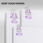 NEEWAY 100 Count Binder Clips Assorted Sizes, Paper Binder Clips (0.6inch 0.75inch 1inch), Metal Paper Clamps for Office and Home