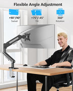 MOUNTUP Single Monitor Desk Mount for 4.4-26.5lbs, Heavy Duty Monitor Arm for 40 39 37 34 32 27inch, Full-Motion Monitors Stand, Height Adjustable Monitors Arm with C-Clamp＆Grommet Base