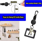 KINBOIN Heavy Duty Retractable Keychain - USA Flag Braided Paracord Lanyard, ID Badge Clip Reel, Necklace Keychains for Travel Work