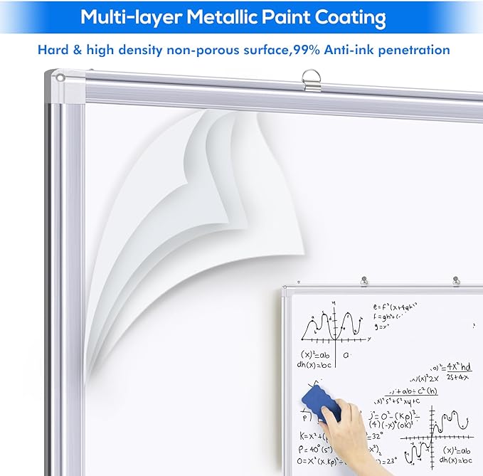 Magnetic White Board Dry Erase Board for Wall，72" x 40" Wall-Mounted Aluminum Frame Marker Board, Foldable Portable Whiteboard with a Long Pen Tray for School, Classroom, Office & Home