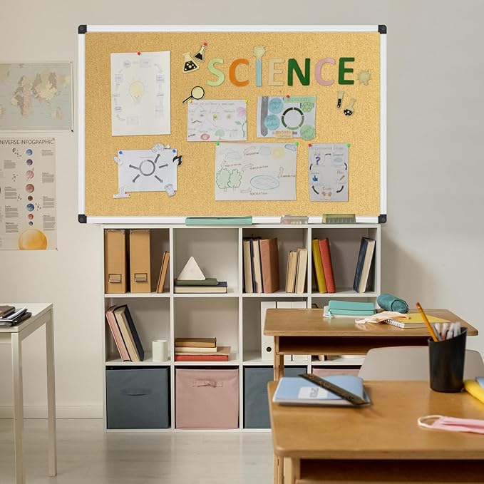 XBoard Cork Board Bulletin Board 48 x 31 inch, Corkboard with Push Pin for Display and Organization