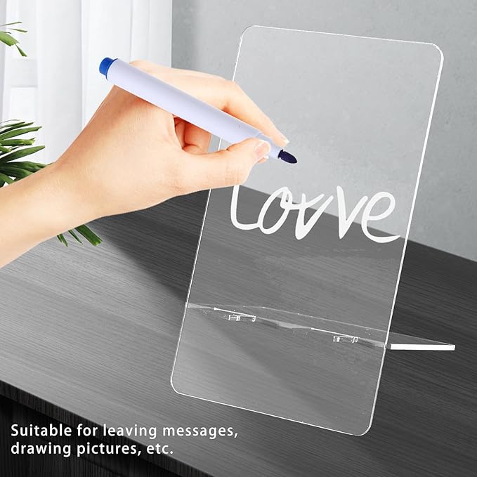 Generic 3pcs Acrylic Writing Memo Boards with Stand 9X15Cm Dry Erase Desktop Message Boards for Office and Student Use