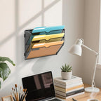 SUPEASY Wall File Organizer Mesh Office Mail Holder, Hanging Wall Organizer Magazine Rack for Office Black, 3 Tier, 2Pack
