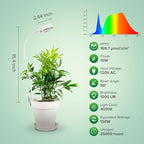SANSI Grow Lights for Indoor Plants, Pot Clip LED Plant Light for Growing Full Spectrum, Plant Growing Lamp with 4-Level Dimmable, Auto On Off 3 6 12 Hrs Timer for Pot Plants, White 10W 2-Pack