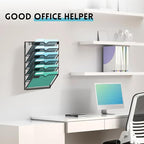 SUPEASY 6-Tier Wall File Organizer, Hanging Wall Files for Papers, Folders, Magazines, Wall Organizer for Clipboard, Assembly Needed, Black, 2 Pack