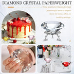 PATIKIL Diamond Crystal Paperweight, 80mm / 3.15" Crystal Paperweight Paper Weight with Silver 19 Metal Base for Home Office Desktop Table Decor Wedding Party Ornaments, Clear