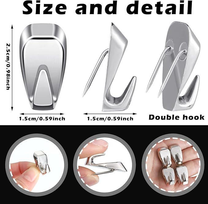 Zhengmy 30 Pcs Cubicle Hooks Fabric Panel Wall Wire Hooks Stainless Metal Cubicle Clip Pins Staple Accessories for 40 Lbs Fabric Pictures for Office Home Kitchen Supplies(Silver)