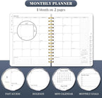 2026 Planner 8.5 x 11, Large Weekly Monthly Planners with Tabs, A4 Spiral Bound Daily Calendar 2026 Planner, 12 Month Agenda from Jan. to Dec., Flexible Cover Appointment Book(Smill Sun)