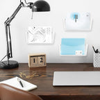 Colarr 6 Pack Expandable Pocket Wall File Holder Plastic Hanging Wall Organizer Space Saving Wallmount File Holder for Office Mail Letter Magazine(Clear)