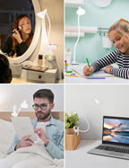 LiFMIRA Desk Lamp Clip on Light USB Reading Light 3 Color Modes 10 Dimmable Brightness Eye Care Clamp Desk Lamp Flexible Gooseneck Book Light for Reading in Bed and Desk