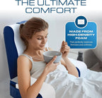 Kolbs Wedge Reading Pillow for Bed, Cushion with Arms for TV, Books, Nursing, Back - Bed Pillow for Sitting Up in Comfort, Plush Backrest. Bed Chair, Sit Up in Comfort (19" Blue)