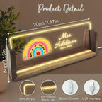 Desk Name Plate Personalized Custom Light Up Acrylic Plaque for Desk Customized Office Gifts for Coworkers Teacher Office Decor for Women Men