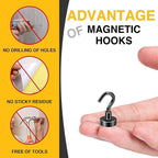 DIYMAG Magnetic Hooks for Hanging Cubicle Accessories, 30lbs 2026 Cruise Cabin Ship Essentials N52 Magnetic Hook Heavy Duty Strong Magnets Fridge for Classroom Beach Kitchen Grills 10 Pack Black