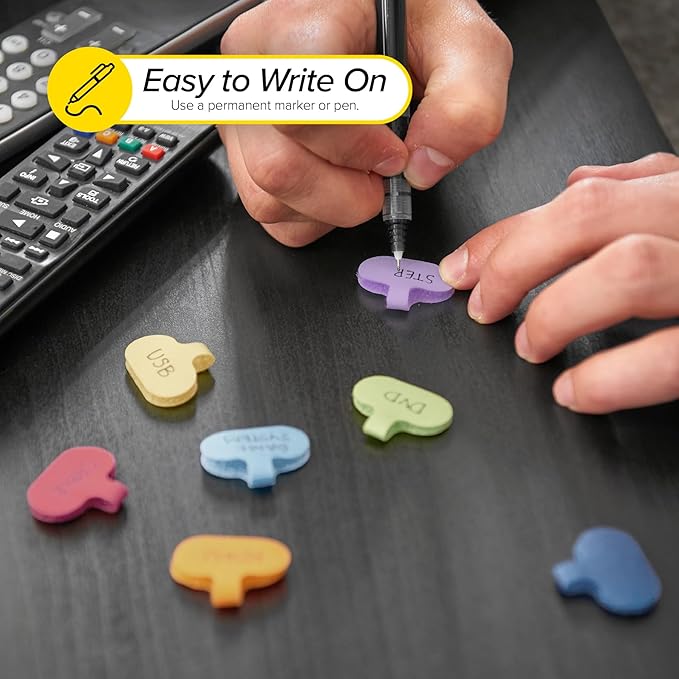 Wrap-It Storage Cable Labels - Oval, Macaron (36 Pack) - Write On Cord Labeler Wire Label Tags