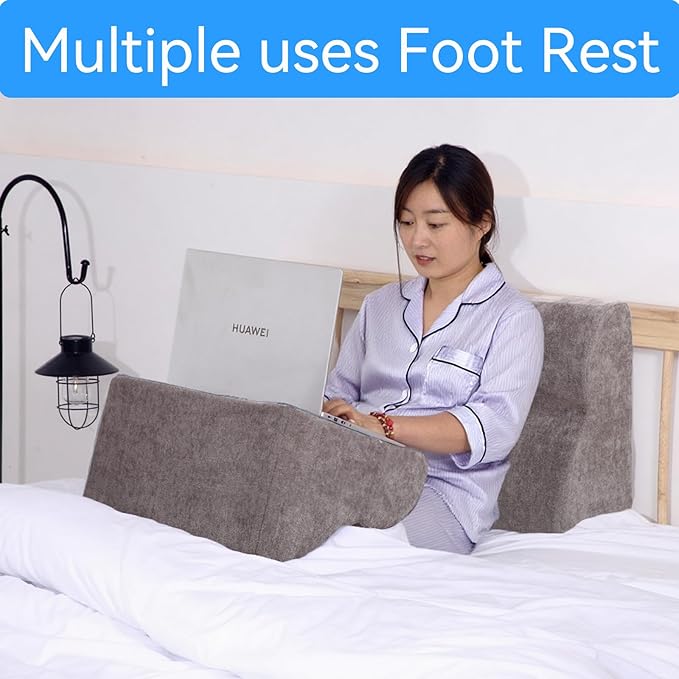 OpyTikar Foot Rest for Under Desk at Work.Multifunctional 3-Tier Foot Stool,with Washable Footrest.for Under Desk,Office Chair Gaming Chair & Sofa,Leg Elevation Pillow,Supports Posture (Grey)