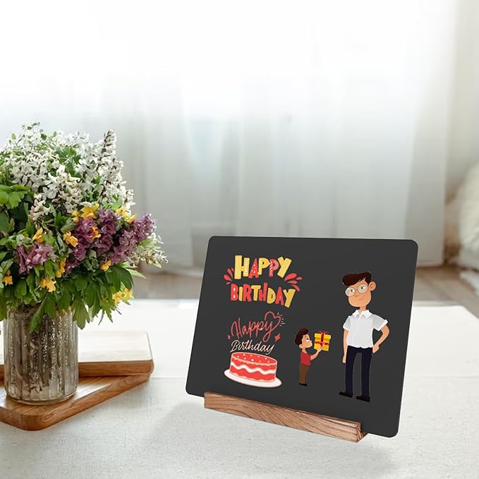 NEWNEWSHOW 8.7x12 Inch Double Sided Chalkboard Signs, Erasable Message Blackboard with Wood Base for Shop Wedding Kitchen Home Party Decoration (2 Pack 8.7x12)