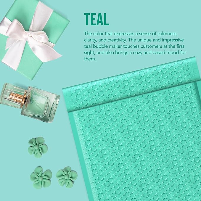 Fuxury Large Bubble Mailers 10.5x16" 40 Pack Thick Padded Envelopes Opaque Mailing Envelopes Bubble Padded Mailers Shipping Bags for Packaging #5 Teal