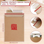 Fainne 200 Pack 6 x 8 Inch Rigid Mailers Self Adhesive Seal Photo Document Mailers 250gsm Keep Flat Kraft Photography Cardboard Envelopes for Shipping Cd, Photo, Gift Card, Document, Paper