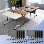 Conference Table Flip Top Mobile Conference Room Tables,Folding Conference Table with Wheels,Large Meeting Training Seminar Table Saving Space for Office Classroom(10C,55.1'')