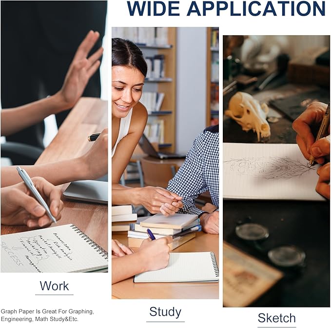 Engrowtic 6 Pack Graph Paper Spiral Notepad A5 Top Wirebound Notepad Grid Notebook Steno Pads Memo Notebook Grid Paper 140 Pages for Writing Sketching Drawing Office Supplies (Dark Color)