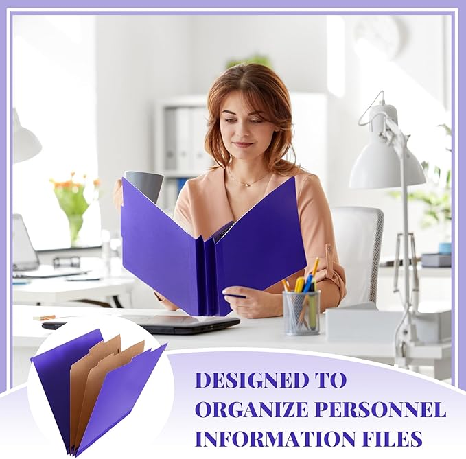 Skyygemm 48 Pcs Classification Folders Letter Size, 2 Divider Pressboard File Folders with 3. 5 Inch Expansion, 2 Prongs Fastener, Heavy Duty Office File Organizers for Teachers, Medical (Purple)